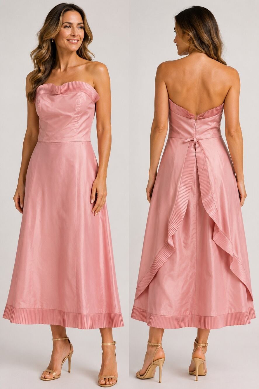 VTG Lillie Rubin “Lazaro” Pink Iridescent Taffeta Strapless Dress Size 12 USA